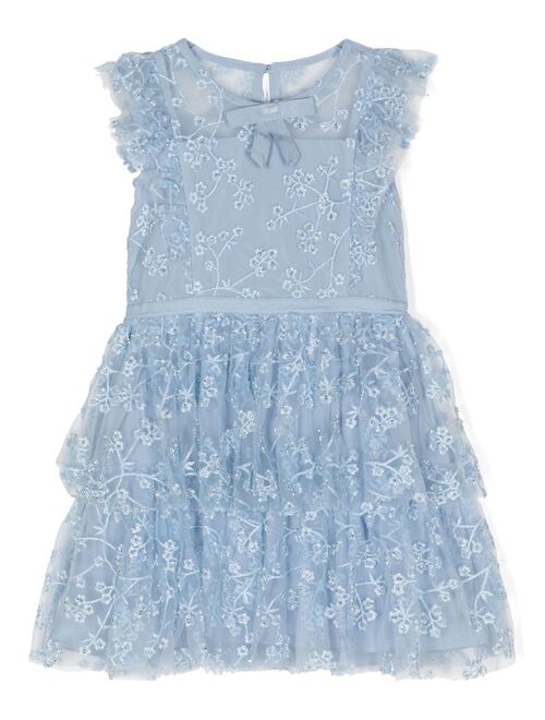 Self-Portrait Kids floral-embroidery bow-detail dress