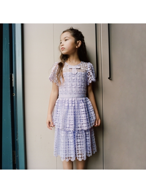 Self-Portrait Kids lace-pattern bow-detail dress