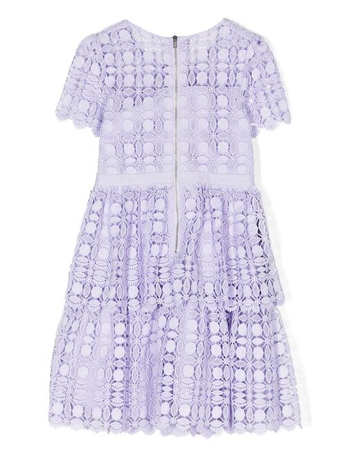 Self-Portrait Kids lace-pattern bow-detail dress