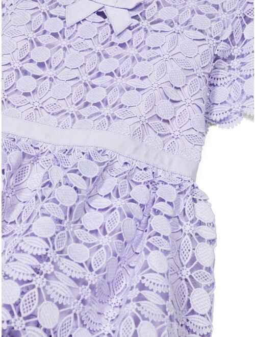 Self-Portrait Kids lace-pattern bow-detail dress