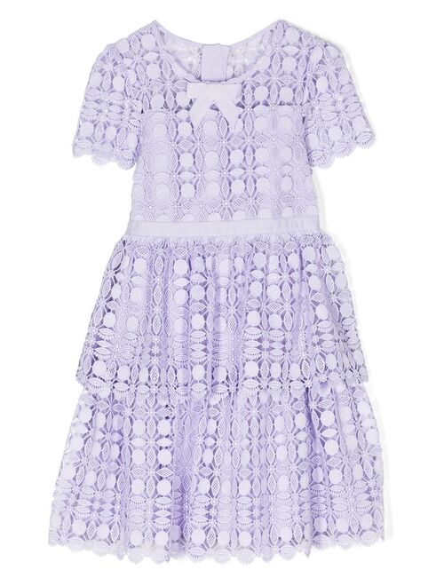 Self-Portrait Kids lace-pattern bow-detail dress