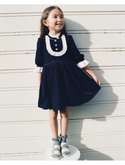 Kids long-sleeved velvet dress