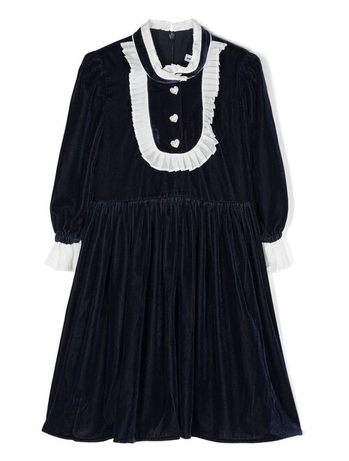 Self-Portrait Kids long-sleeved velvet dress