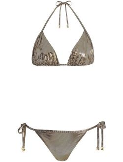 metallic-effect bikini set