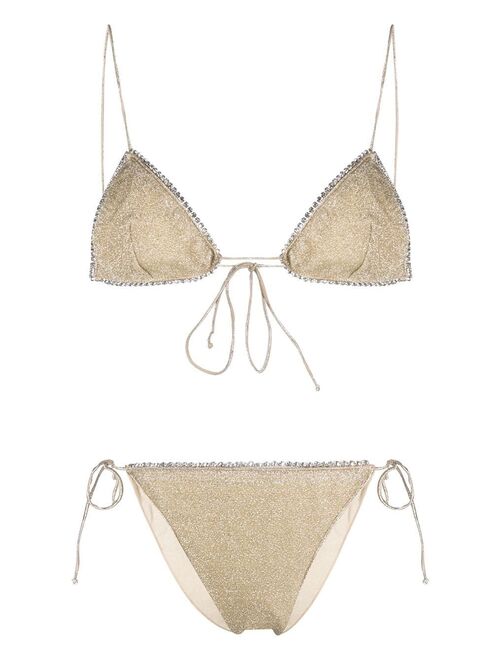 Oseree stud-embellished shiny bikini