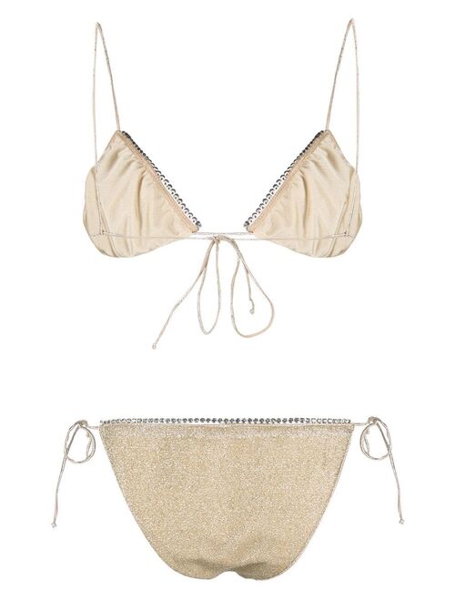 Oseree stud-embellished shiny bikini