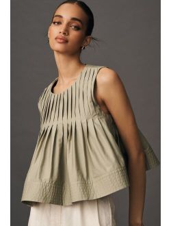 x Anthropologie Pleated Structured Swing Tank