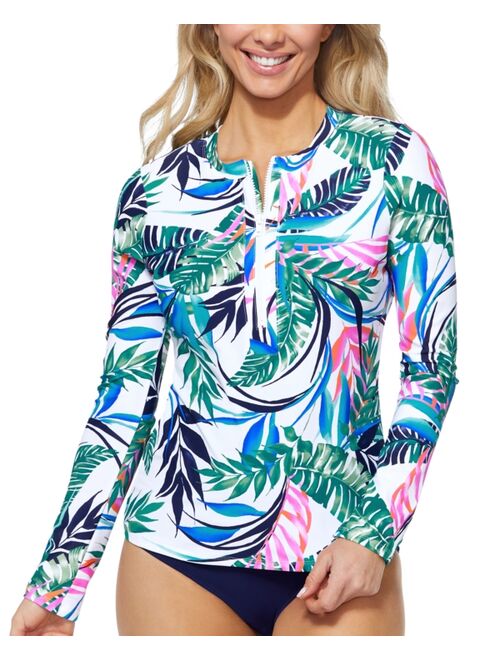 ISLAND ESCAPE Women's Half-Zip Rashguard, Created for Macy's