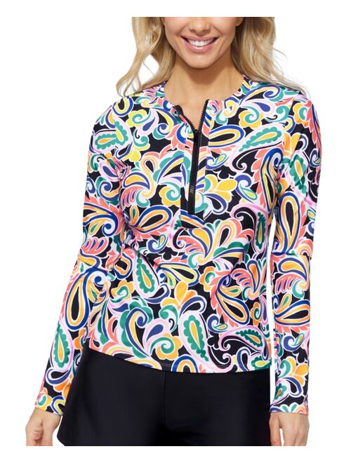 ISLAND ESCAPE Women's Half-Zip Rashguard, Created for Macy's