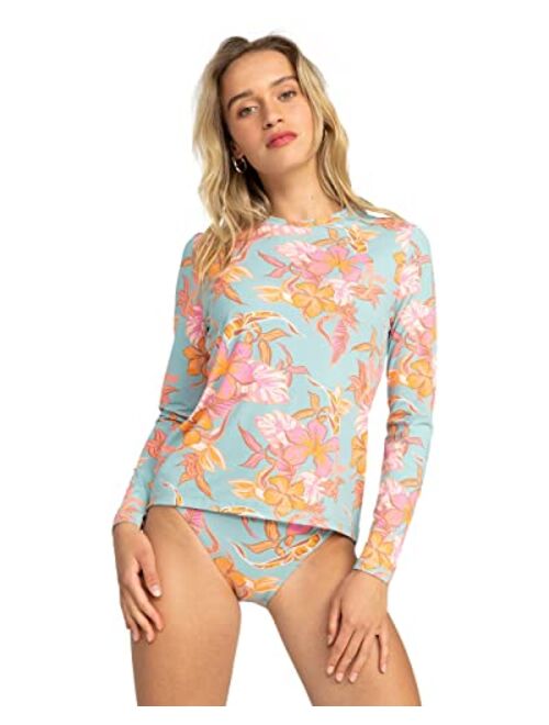 ROXY Juniors' Sea Skippin Printed Long-Sleeve Rash Guard