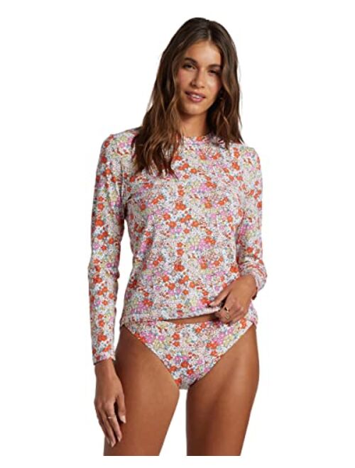 ROXY Juniors' Sea Skippin Printed Long-Sleeve Rash Guard