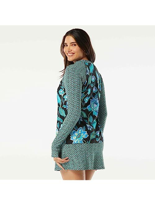 BEACH HOUSE Vineyard Floral Mary Long Sleeve Zip Front Rashguard