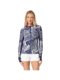 BEACH HOUSE Shoreline Stripe Long Sleeve Zip Front Rashguard