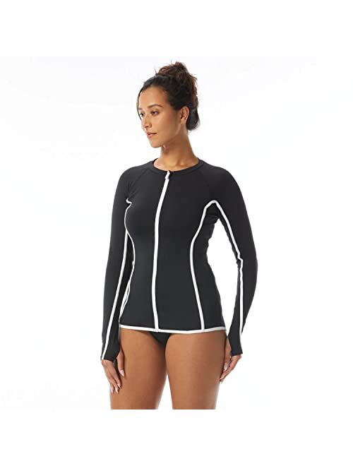 BEACH HOUSE Shoreline Stripe Long Sleeve Zip Front Rashguard