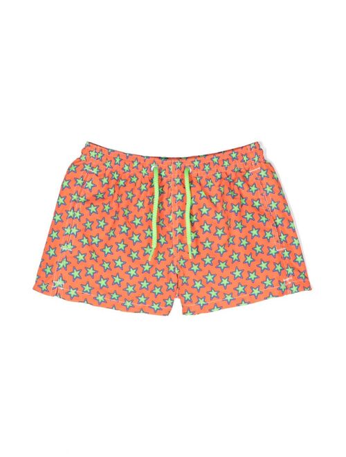 MC2 Saint Barth Kids star-print drawstring beach shorts