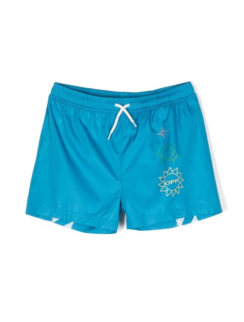 Off-White Kids Elements drawstring swim shorts