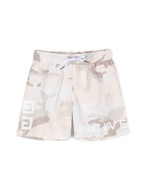 Givenchy Kids camouflage-print swim shorts