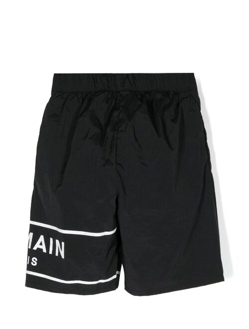 Balmain Kids logo-print swim shorts