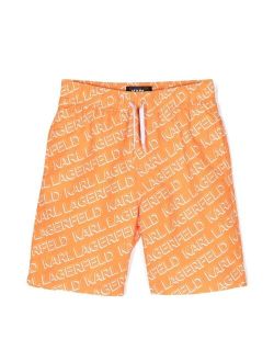 Kids Diagonal logo-print swim shorts