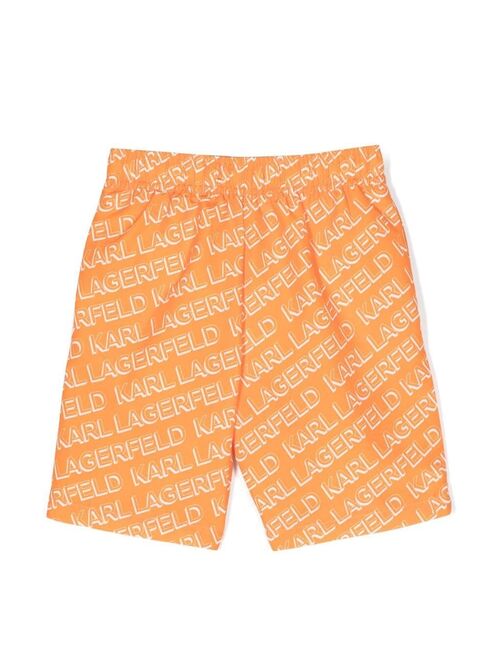 Karl Lagerfeld Kids Diagonal logo-print swim shorts