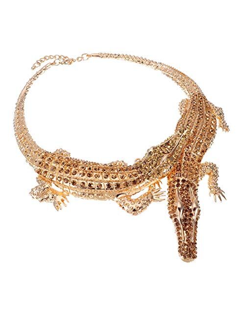 Jerollin Fashion Silver/Gold/Rose Gold Adjustable Snake/Crocodile Alligator/Scorpion Chain Choker Collar Statement Bib Necklace/Jewelry Set for Women/Men/Teens