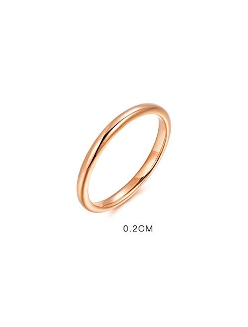 Daesar 18ct Rose Gold Rings for Women Ring Engagement High Polished Simple Design Promise Wedding Ring Gift