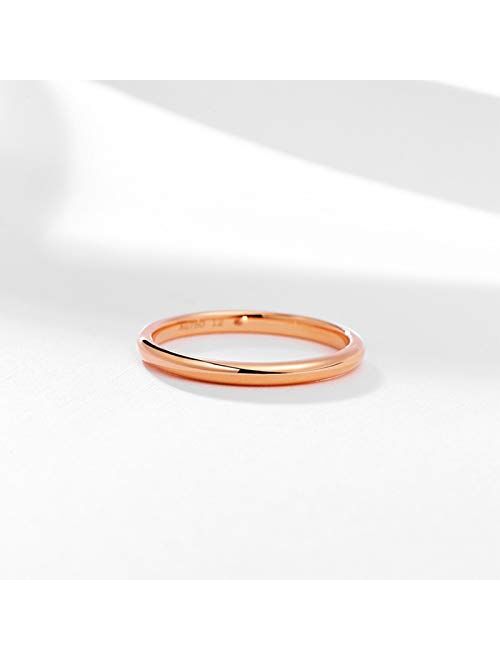 Daesar 18ct Rose Gold Rings for Women Ring Engagement High Polished Simple Design Promise Wedding Ring Gift