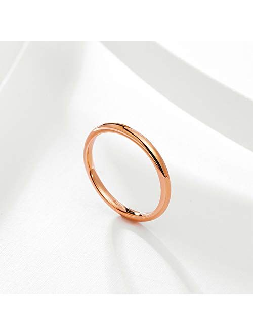 Daesar 18ct Rose Gold Rings for Women Ring Engagement High Polished Simple Design Promise Wedding Ring Gift