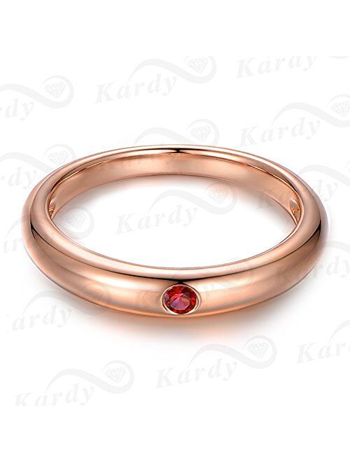 Kardy Simple Promise Genuine Natural Gemstone Ruby (0.05ct) 14K Rose Gold Women Ring for Wedding Engagement Set