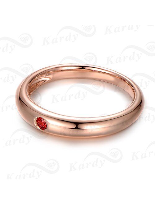 Kardy Simple Promise Genuine Natural Gemstone Ruby (0.05ct) 14K Rose Gold Women Ring for Wedding Engagement Set