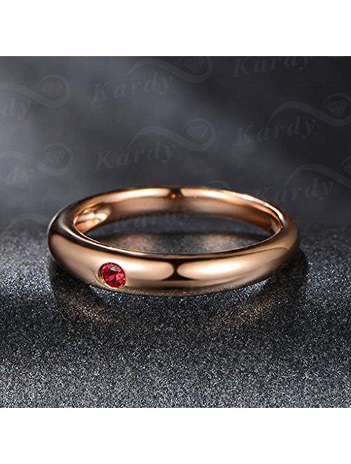 Kardy Simple Promise Genuine Natural Gemstone Ruby (0.05ct) 14K Rose Gold Women Ring for Wedding Engagement Set