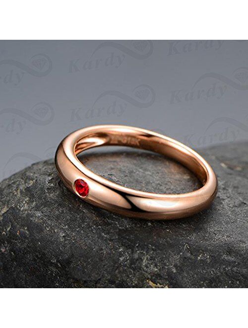 Kardy Simple Promise Genuine Natural Gemstone Ruby (0.05ct) 14K Rose Gold Women Ring for Wedding Engagement Set