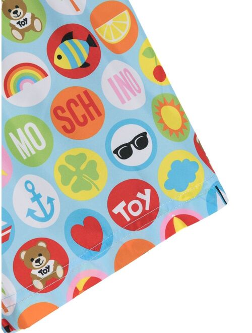 Moschino Kids logo-print swim shorts