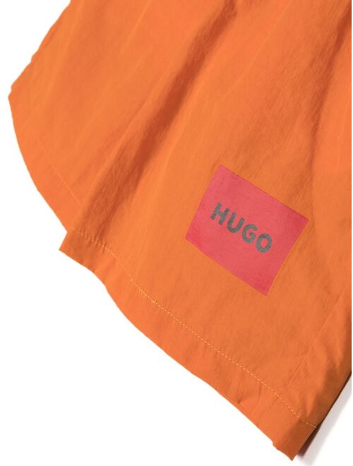 HUGO KIDS logo-print drawstring swim shorts