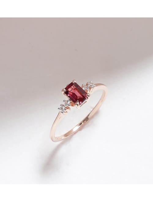 YoTreasure 0.86 ct. t.w Rhodolite Garnet & White Topaz 10kt Rose Gold Engagement Ring