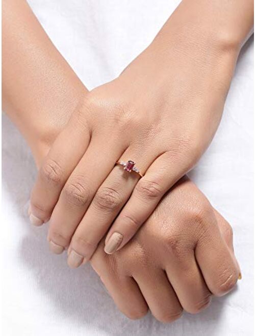 YoTreasure 0.86 ct. t.w Rhodolite Garnet & White Topaz 10kt Rose Gold Engagement Ring