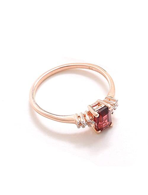 YoTreasure 0.86 ct. t.w Rhodolite Garnet & White Topaz 10kt Rose Gold Engagement Ring