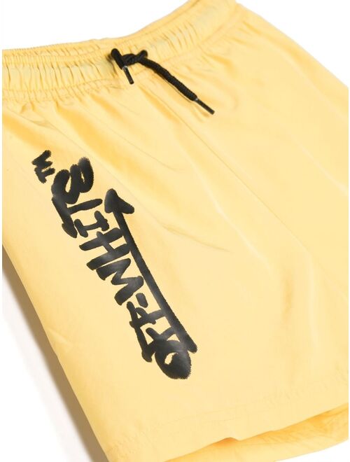 Off-White Kids logo-print swim shorts