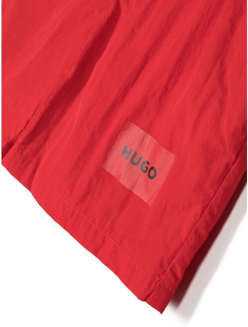 HUGO KIDS logo-print drawstring swim shorts