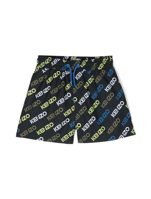 Kenzo Kids logo-print drawstring swim shorts