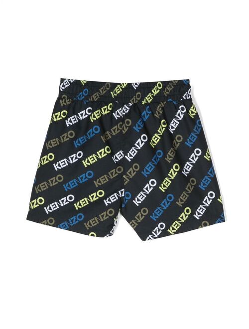 Kenzo Kids logo-print drawstring swim shorts