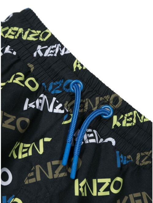 Kenzo Kids logo-print drawstring swim shorts