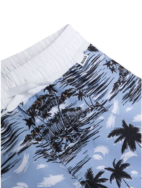 BOSS Kidswear palm-print swim shorts