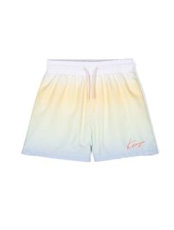 Kids gradient-effect logo-print swim shorts