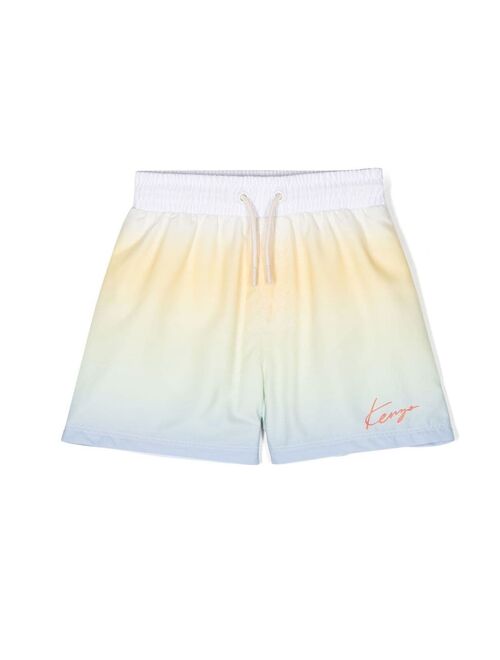 Kenzo Kids gradient-effect logo-print swim shorts