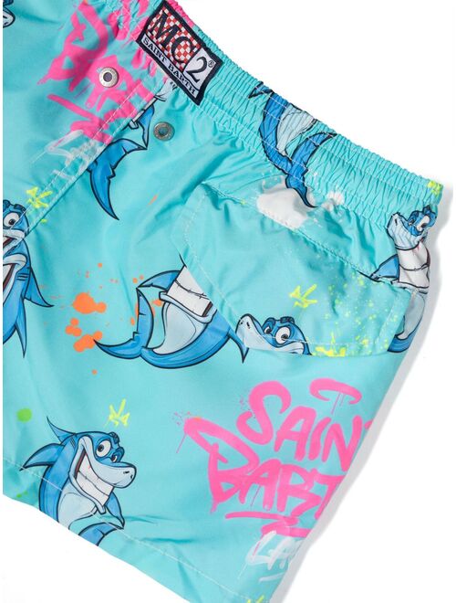 MC2 Saint Barth Kids shark-print beach shorts