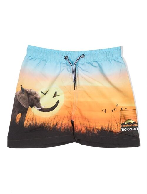 Molo ombre-effect drawstring swim shorts