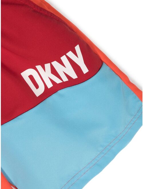 Dkny Kids colour-block logo-print swim shorts