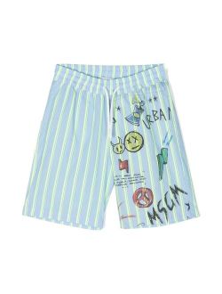 Kids striped graphic-print swim shorts