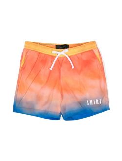 KIDS gradient-effect slouchy logo shorts